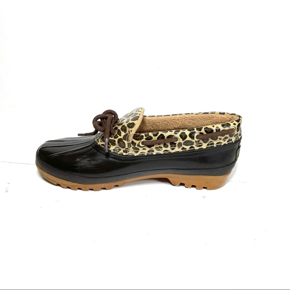 Sperry Top Sider Duck Boots Women’s Size 7 Leopard Print Rubber‎